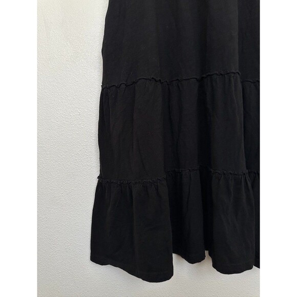 Pact Relaxed Slub Patio Tiered Cotton Sleeveless Dress Black Women's Size Medium - Picture 7 of 11